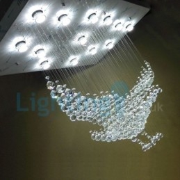 Lámpara de araña contemporánea moderna con montaje empotrado, lámpara colgante con forma de gota de lluvia de cristal