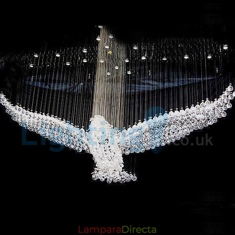 Lámpara de araña contemporánea moderna con montaje empotrado, lámpara colgante con forma de gota de lluvia de cristal