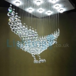 Lámpara de araña contemporánea moderna con montaje empotrado, lámpara colgante con forma de gota de lluvia de cristal