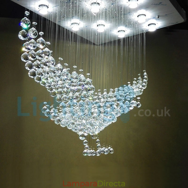 Lámpara de araña contemporánea moderna con montaje empotrado, lámpara colgante con forma de gota de lluvia de cristal