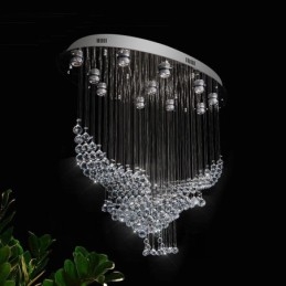 Lámpara de araña contemporánea moderna con montaje empotrado, lámpara colgante con forma de gota de lluvia de cristal