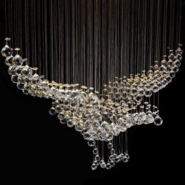 Lámpara de araña contemporánea moderna con montaje empotrado, lámpara colgante con forma de gota de lluvia de cristal