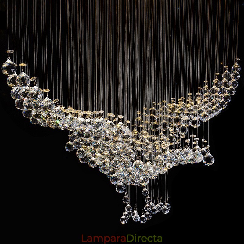 Lámpara de araña contemporánea moderna con montaje empotrado, lámpara colgante con forma de gota de lluvia de cristal
