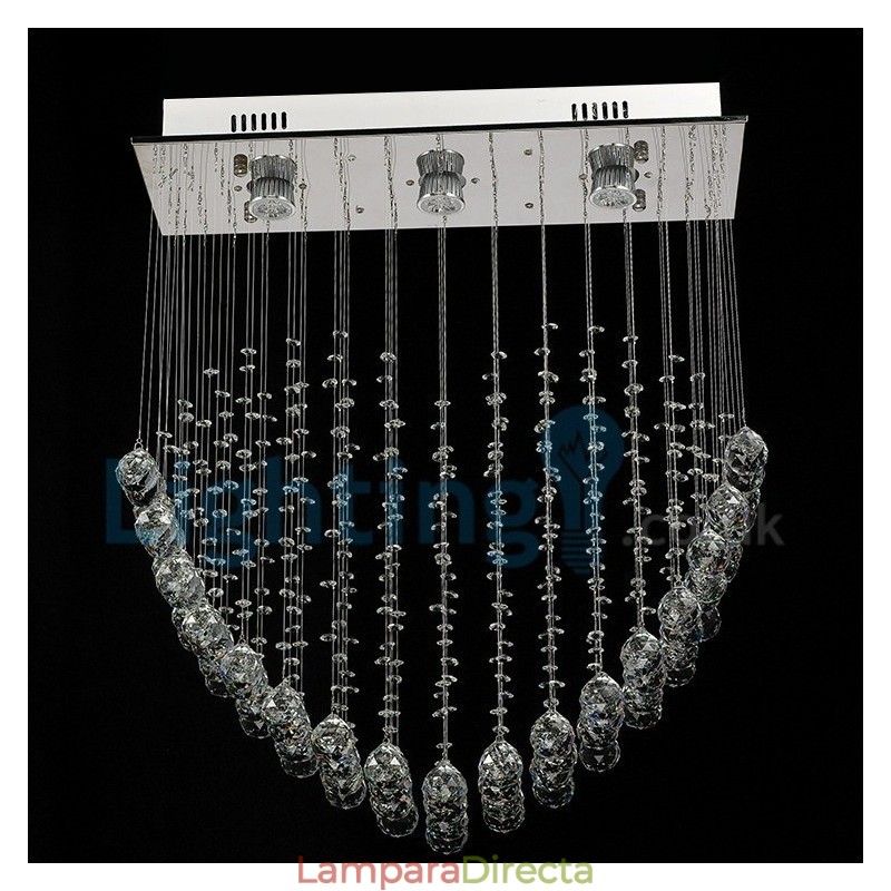 Lámpara de araña contemporánea moderna con montaje empotrado, lámpara colgante con forma de gota de lluvia de cristal