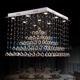 Lámpara de araña contemporánea moderna con montaje empotrado, lámpara colgante con forma de gota de lluvia de cristal