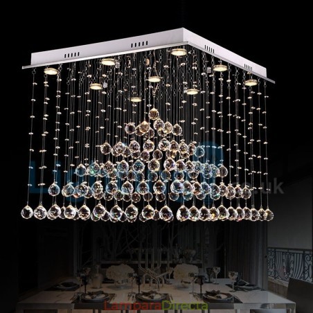 Lámpara de araña contemporánea moderna con montaje empotrado, lámpara colgante con forma de gota de lluvia de cristal Lámpara de araña contemporánea moderna con montaje empotrado, lámpara colgante con forma de gota de lluvia de cristal