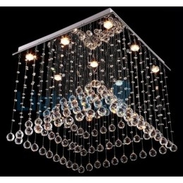 Lámpara de araña contemporánea moderna con montaje empotrado, lámpara colgante con forma de gota de lluvia de cristal