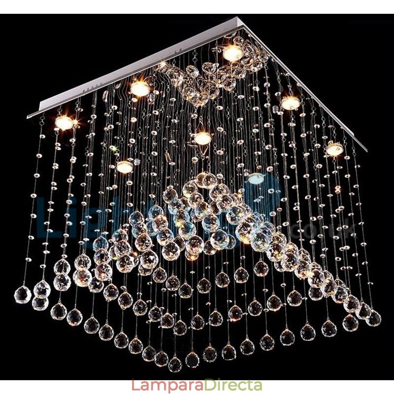 Lámpara de araña contemporánea moderna con montaje empotrado, lámpara colgante con forma de gota de lluvia de cristal