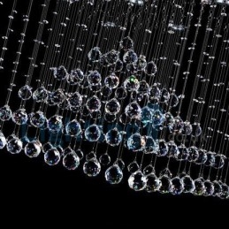 Lámpara de araña contemporánea moderna con montaje empotrado, lámpara colgante con forma de gota de lluvia de cristal