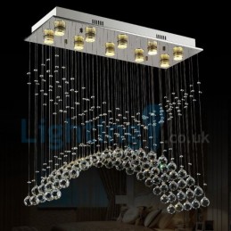 Lámpara de araña contemporánea moderna con montaje empotrado, lámpara colgante con forma de gota de lluvia de cristal