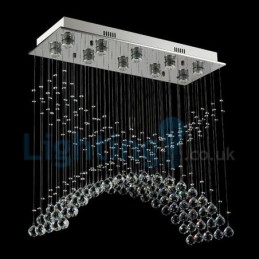 Lámpara de araña contemporánea moderna con montaje empotrado, lámpara colgante con forma de gota de lluvia de cristal