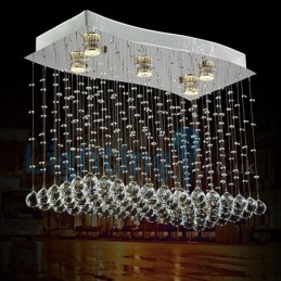 Lámpara de araña contemporánea moderna con montaje empotrado, lámpara colgante con forma de gota de lluvia de cristal