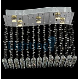 Lámpara de araña contemporánea moderna con montaje empotrado, lámpara colgante con forma de gota de lluvia de cristal