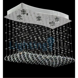 Lámpara de araña contemporánea moderna con montaje empotrado, lámpara colgante con forma de gota de lluvia de cristal