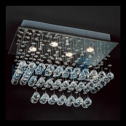 Lámpara de araña contemporánea moderna con montaje empotrado, lámpara colgante con forma de gota de lluvia de cristal
