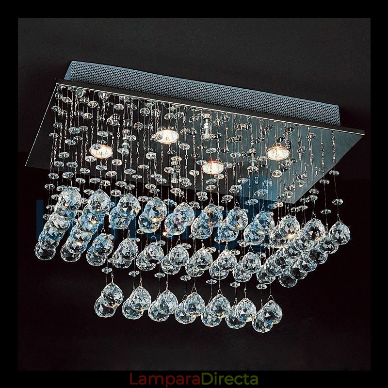 Lámpara de araña contemporánea moderna con montaje empotrado, lámpara colgante con forma de gota de lluvia de cristal