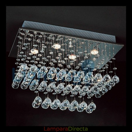 Lámpara de araña contemporánea moderna con montaje empotrado, lámpara colgante con forma de gota de lluvia de cristal Lámpara de araña contemporánea moderna con montaje empotrado, lámpara colgante con forma de gota de lluvia de cristal