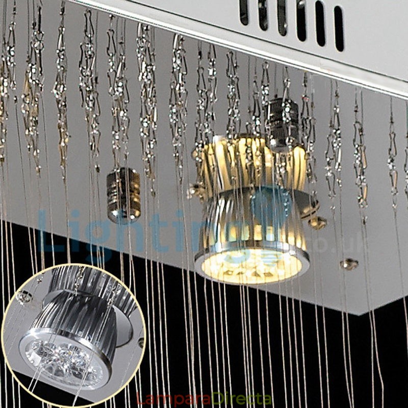 Lámpara de araña contemporánea moderna con montaje empotrado, lámpara colgante con forma de gota de lluvia de cristal