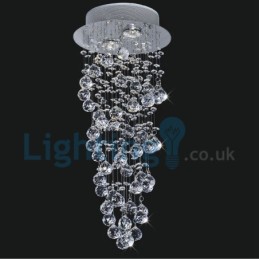 Lámpara de araña contemporánea moderna con montaje empotrado, lámpara colgante con forma de gota de lluvia de cristal