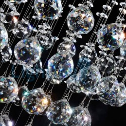Lámpara de araña contemporánea moderna con montaje empotrado, lámpara colgante con forma de gota de lluvia de cristal