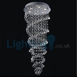 Lámpara de araña contemporánea moderna con montaje empotrado, lámpara colgante con forma de gota de lluvia de cristal