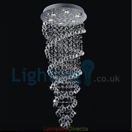 Lámpara de araña contemporánea moderna con montaje empotrado, lámpara colgante con forma de gota de lluvia de cristal Lámpara de araña contemporánea moderna con montaje empotrado, lámpara colgante con forma de gota de lluvia de cristal