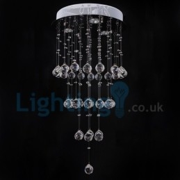 Lámpara de araña contemporánea moderna con montaje empotrado, lámpara colgante con forma de gota de lluvia de cristal