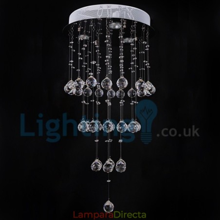 Lámpara de araña contemporánea moderna con montaje empotrado, lámpara colgante con forma de gota de lluvia de cristal Lámpara de araña contemporánea moderna con montaje empotrado, lámpara colgante con forma de gota de lluvia de cristal