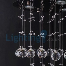 Lámpara de araña contemporánea moderna con montaje empotrado, lámpara colgante con forma de gota de lluvia de cristal