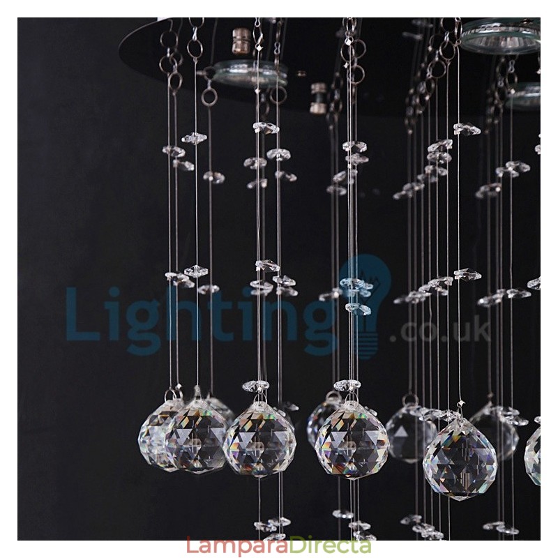 Lámpara de araña contemporánea moderna con montaje empotrado, lámpara colgante con forma de gota de lluvia de cristal