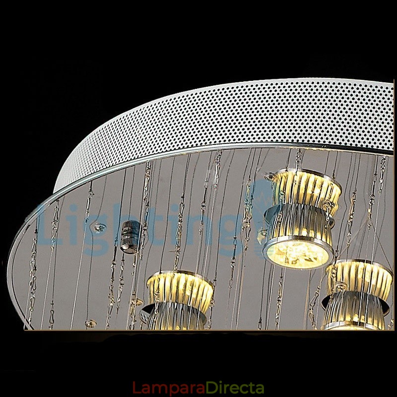 Lámpara de araña contemporánea moderna con montaje empotrado, lámpara colgante con forma de gota de lluvia de cristal