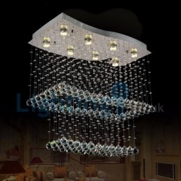 Lámpara de araña contemporánea moderna con montaje empotrado, lámpara colgante con forma de gota de lluvia de cristal