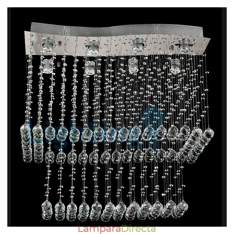 Lámpara de araña contemporánea moderna con montaje empotrado, lámpara colgante con forma de gota de lluvia de cristal