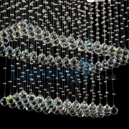 Lámpara de araña contemporánea moderna con montaje empotrado, lámpara colgante con forma de gota de lluvia de cristal