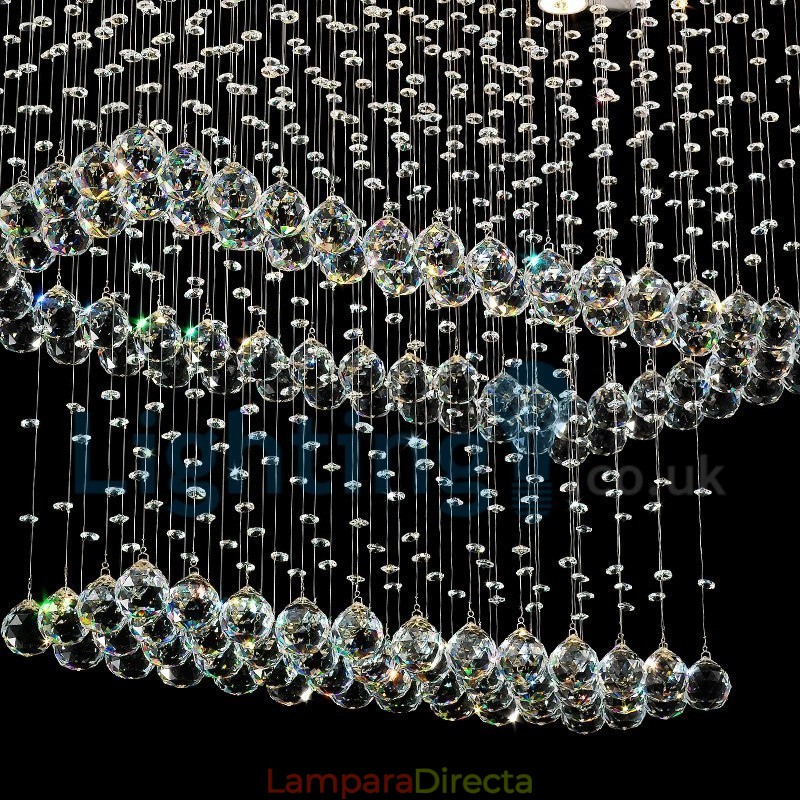 Lámpara de araña contemporánea moderna con montaje empotrado, lámpara colgante con forma de gota de lluvia de cristal