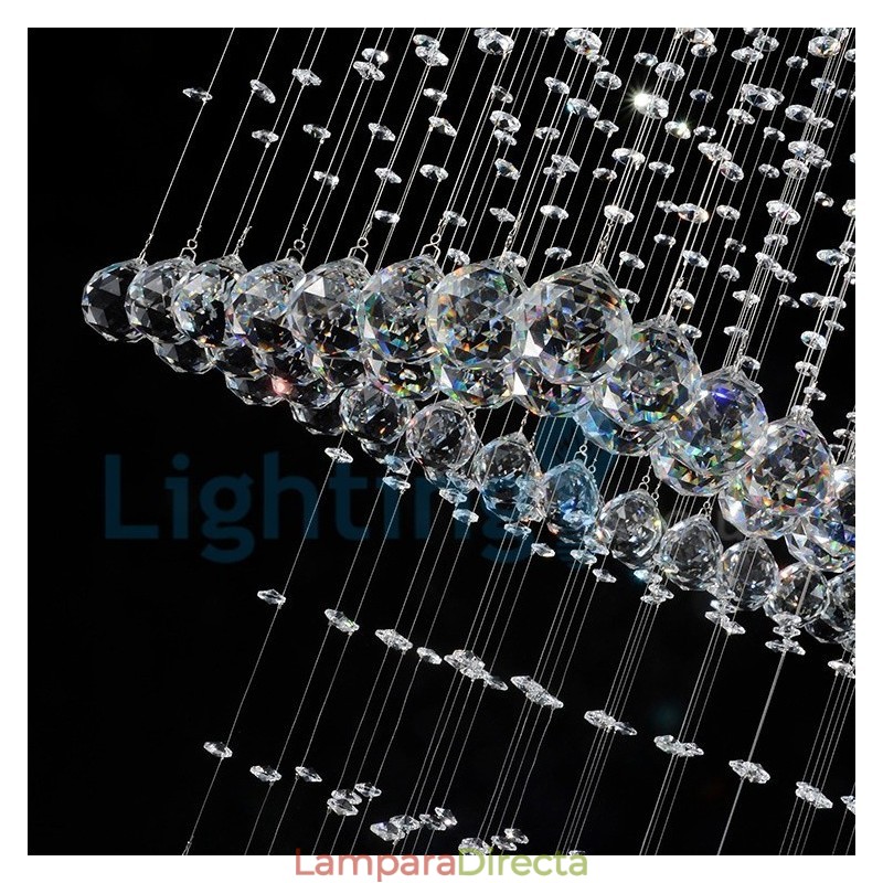 Lámpara de araña contemporánea moderna con montaje empotrado, lámpara colgante con forma de gota de lluvia de cristal