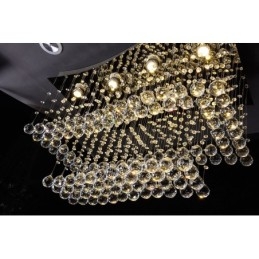 Lámpara de araña contemporánea moderna con montaje empotrado, lámpara colgante con forma de gota de lluvia de cristal