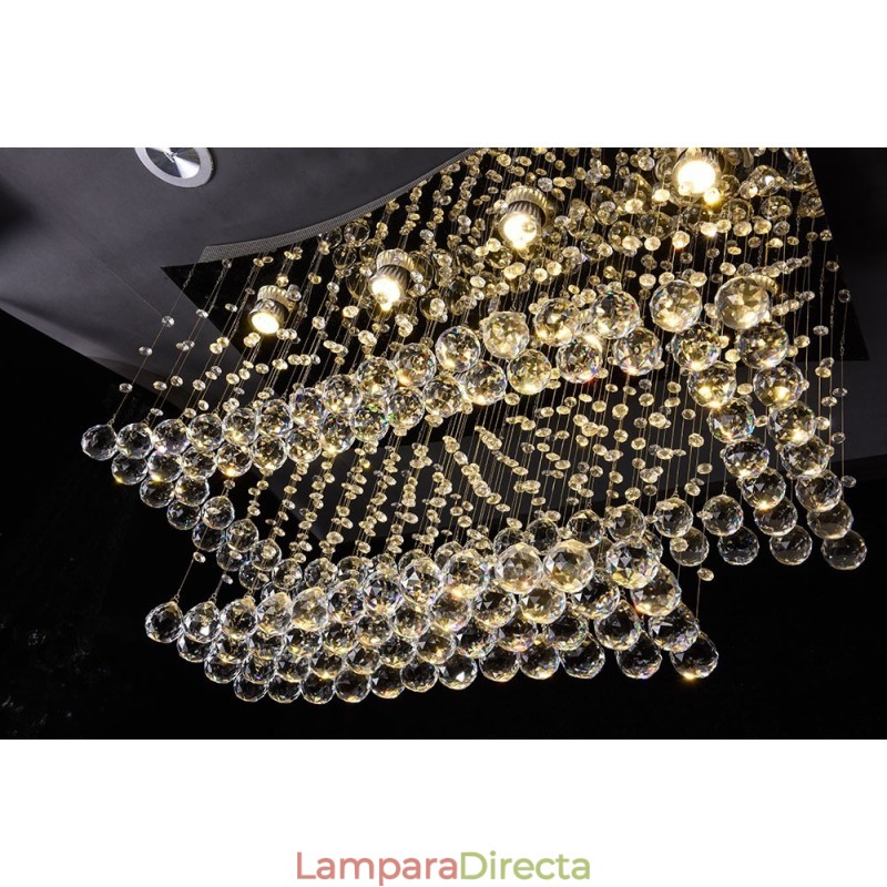 Lámpara de araña contemporánea moderna con montaje empotrado, lámpara colgante con forma de gota de lluvia de cristal
