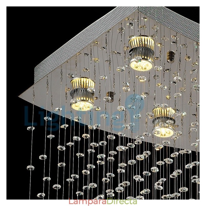 Lámpara de araña contemporánea moderna con montaje empotrado, lámpara colgante con forma de gota de lluvia de cristal