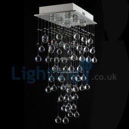Lámpara de araña contemporánea moderna con montaje empotrado, lámpara colgante con forma de gota de lluvia de cristal