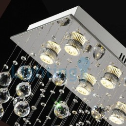 Lámpara de araña contemporánea moderna con montaje empotrado, lámpara colgante con forma de gota de lluvia de cristal