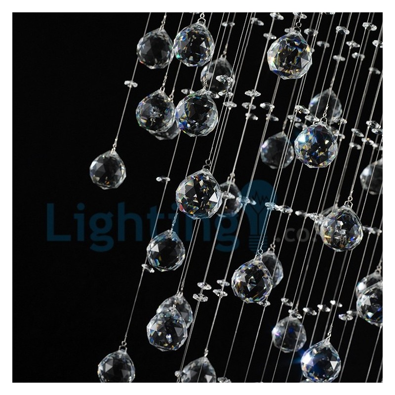 Lámpara de araña contemporánea moderna con montaje empotrado, lámpara colgante con forma de gota de lluvia de cristal