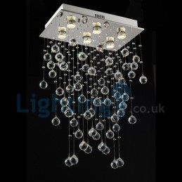 Lámpara de araña contemporánea moderna con montaje empotrado, lámpara colgante con forma de gota de lluvia de cristal