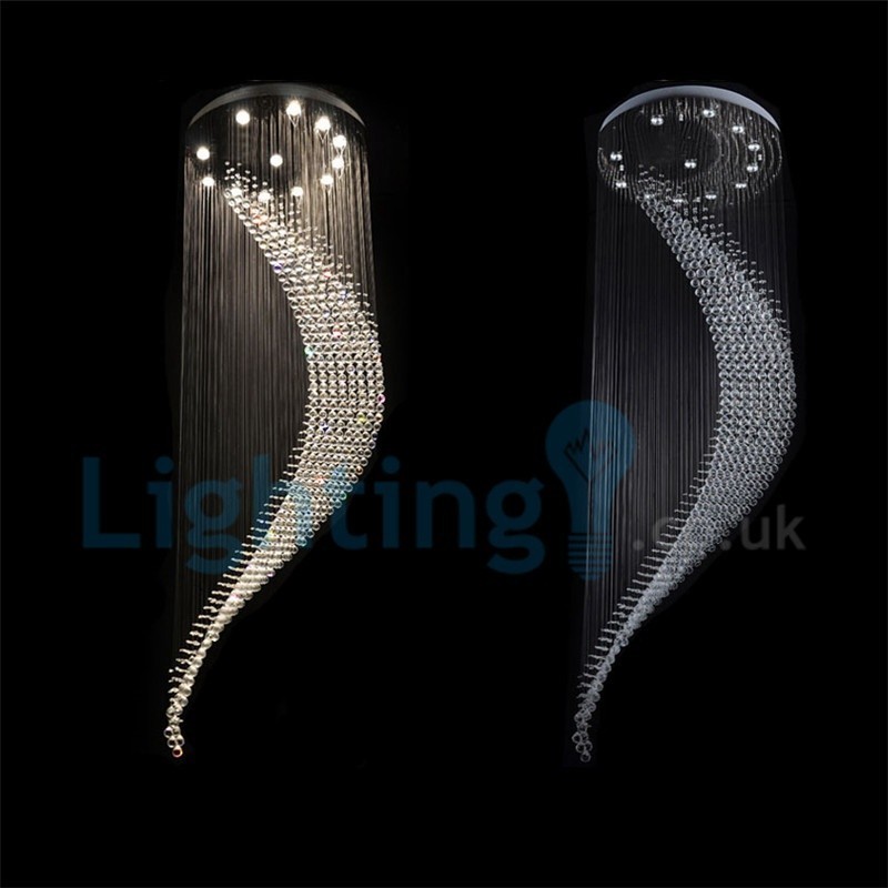 Lámpara de araña contemporánea moderna con montaje empotrado, lámpara colgante con forma de gota de lluvia de cristal