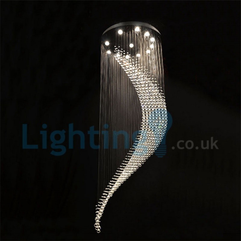 Lámpara de araña contemporánea moderna con montaje empotrado, lámpara colgante con forma de gota de lluvia de cristal
