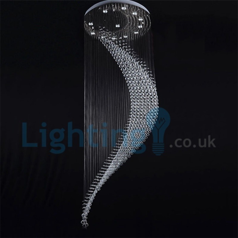 Lámpara de araña contemporánea moderna con montaje empotrado, lámpara colgante con forma de gota de lluvia de cristal
