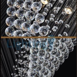 Lámpara de araña contemporánea moderna con montaje empotrado, lámpara colgante con forma de gota de lluvia de cristal