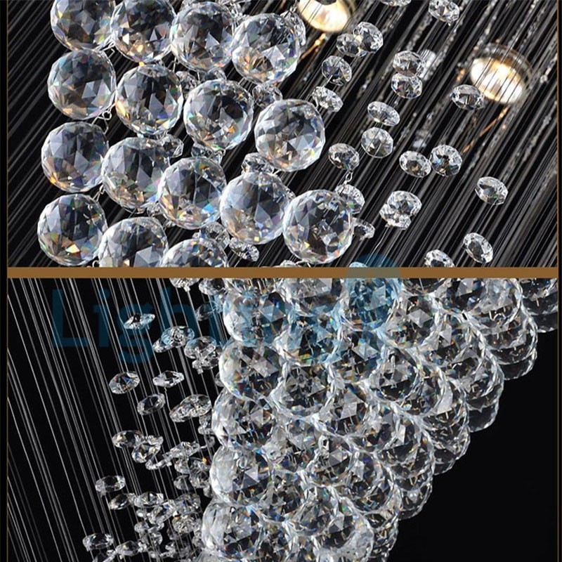 Lámpara de araña contemporánea moderna con montaje empotrado, lámpara colgante con forma de gota de lluvia de cristal