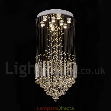 Lámpara de araña contemporánea moderna con montaje empotrado, lámpara colgante con forma de gota de lluvia de cristal Lámpara de araña contemporánea moderna con montaje empotrado, lámpara colgante con forma de gota de lluvia de cristal