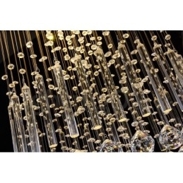 Lámpara de araña contemporánea moderna con montaje empotrado, lámpara colgante con forma de gota de lluvia de cristal
